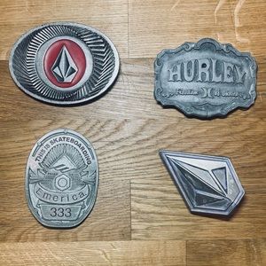 Belt buckle collection Volcom, Emerica and Hurley